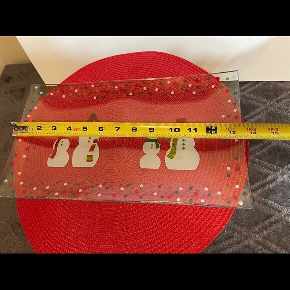 Pampered Chef Snowman Dots Divided Platter #3012 NWT - Picture 5 of 7